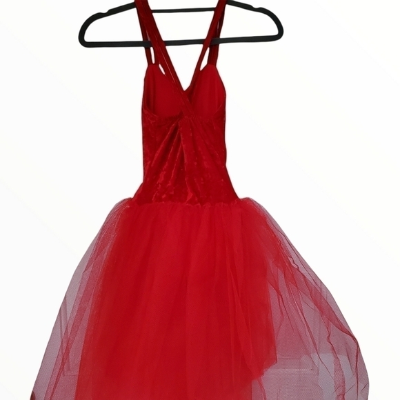 Curtain Call Costumes sz CSM Red velvet Rhinestone Valentines Christmas - Picture 5 of 10